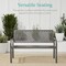 Best Choice Products Indoor Outdoor Steel Garden Bench w/ Geometric Backrest, Foot Levelers